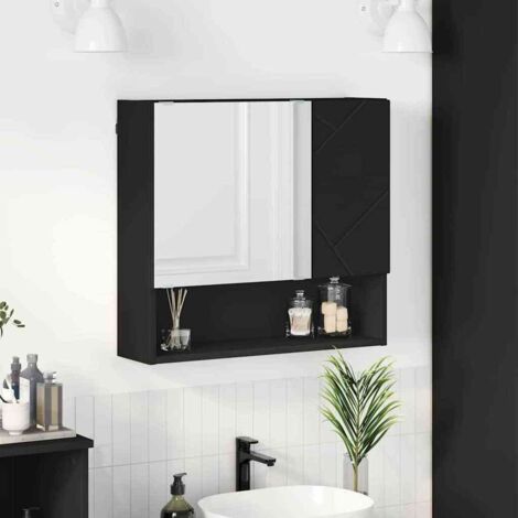 Spiegelschrank mit Tür Schwarz 59 x 17 x 55 cm Holzwerkstoff vidaXL