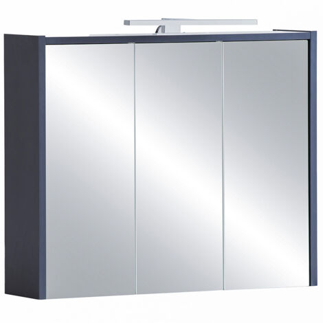 Spiegelschrank modern in blau mit LED-Beleuchtung ca. 74 cm breit LOANO-80