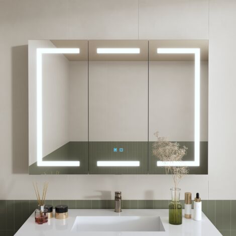 FUFU&GAGA Spiegelschrank，Badezimmerspiegelschrank 1201390 cm，weiß，Glas