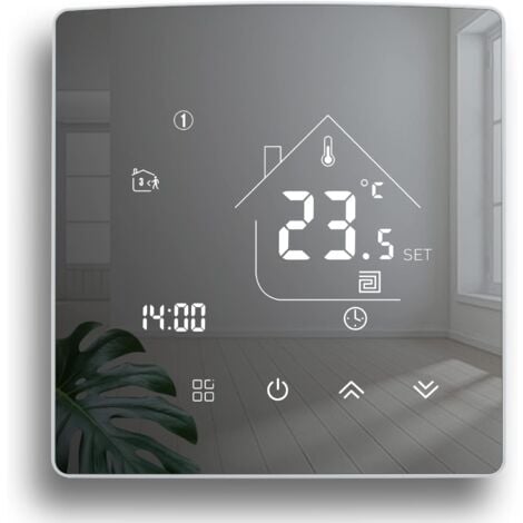 Spiegelthermostat, Heizungsthermostat, programmierbarer Raumthermostat, digitaler Wandthermostat für Wasserheizung, Fußbodenheizung, 3 A