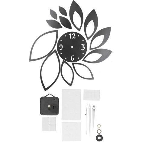 Spiegeluhr-Aufkleber, DIY, moderne Wohndekoration, schwarzer Wohnzimmer-Hintergrundaufkleber