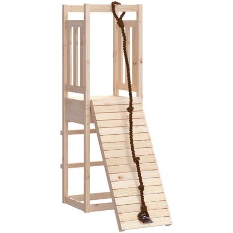 Spielhäuschen mit Kletterwand aus massivem Kiefernholz