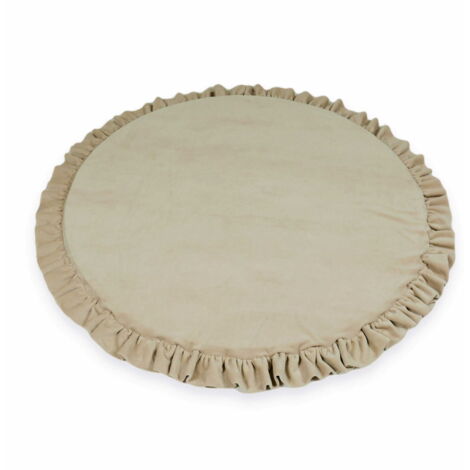 Spielmatte für Kinder 100cm rund mit Rüschen, Velvet Soft Beige