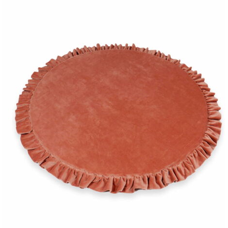 Spielmatte für Kinder 100cm rund mit Rüschen, Velvet Soft Canyon Clay