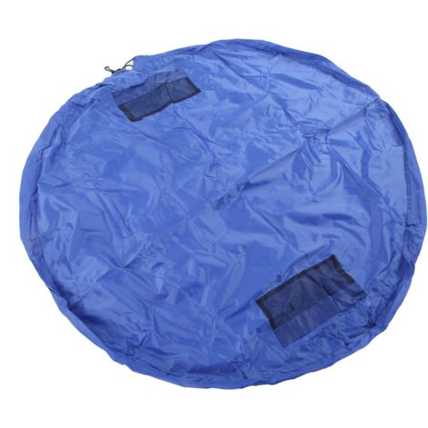 Spielmatte für Kinder mit Kordelzug, 140 cm Durchmesser, wasserdichtes Polyester – Aufbewahrungstasche für Spielzeug drinnen und draußen, blau