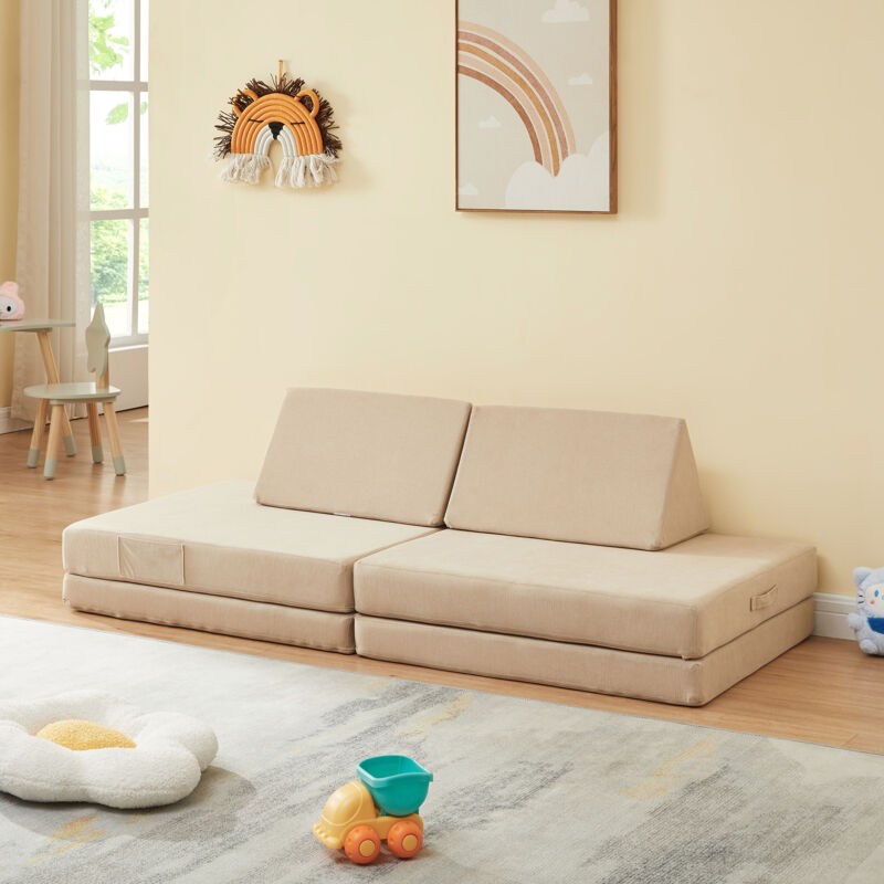 [en.casa] - Spielsofa Norhulta 5-tlg. 150x66x46 Cm Cord Beige