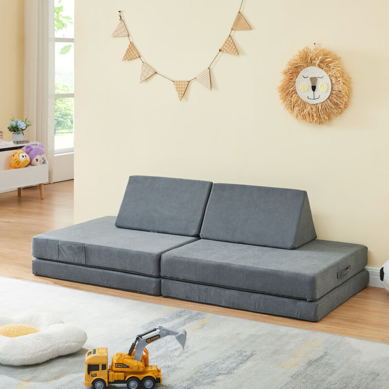 [en.casa] - Spielsofa Norhulta 5-tlg. 150x66x46 Cm Cord Grau