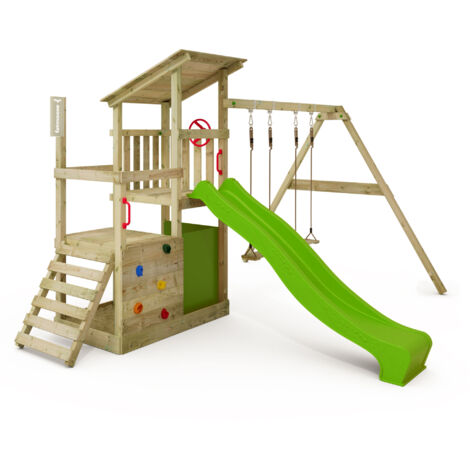 Spielturm Fatmoose FruityForest Fun XXL mit Schaukel und Rutsche in Hellgrün
