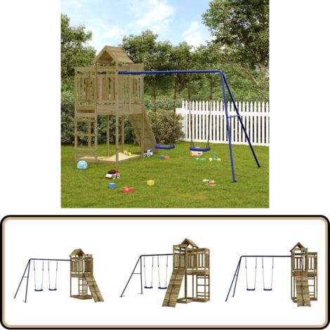 Spielturm Imprägniertes Kiefernholz - Holzspielgeräte - Spielturm - Kletterturm - Kindermöbel - Gartenspielplatz