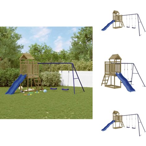 Spielturm Imprägniertes Kiefernholz - Holzspielplatz - Gartenspielplatz - Kletterturm - Rutsche - Schaukelset