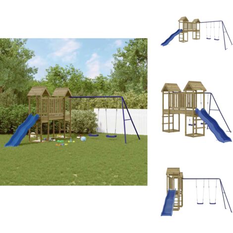 Spielturm Imprägniertes Kiefernholz - Holzspielplatz - Gartenspielplatz - Kletterturm - Rutsche - Schaukelset
