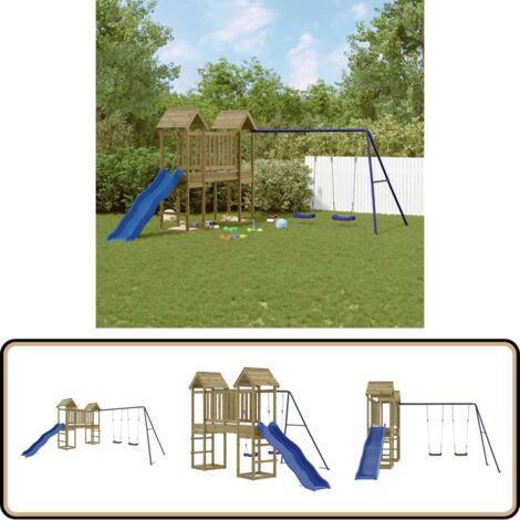 Spielturm Imprägniertes Kiefernholz - Holzspielplatz - Gartenspielplatz - Kletterturm - Rutsche - Schaukelset