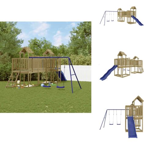 Spielturm Imprägniertes Kiefernholz - Holzspielplatz - Gartenspielplatz - Spielturm - Rutsche - Schaukelset