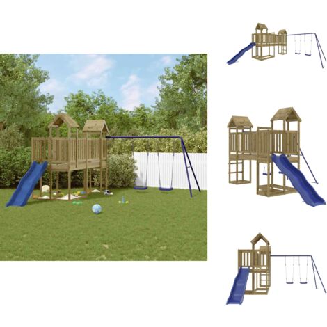Spielturm Imprägniertes Kiefernholz - Holzspielplatz - Gartenspielplatz - Spielturm - Rutsche - Schaukelset