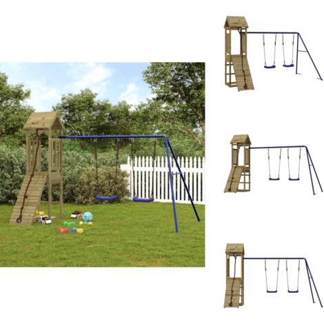 Spielturm Imprägniertes Kiefernholz - Holzspielplatz - Kindermöbel - Gartenspielgeräte - Spielturm - Kletterwand