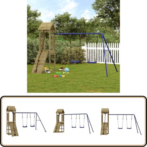 Spielturm Imprägniertes Kiefernholz - Holzspielplatz - Kindermöbel - Gartenspielgeräte - Spielturm - Kletterwand