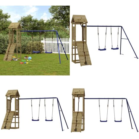Spielturm Imprägniertes Kiefernholz - Holzspielplatz - Kindermöbel - Gartenspielgeräte - Spielturm - Kletterwand - Home & Living