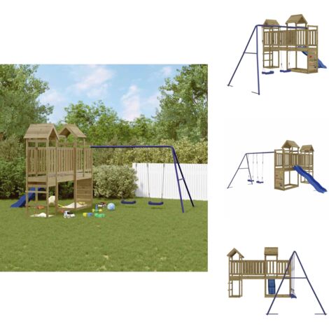 Spielturm Imprägniertes Kiefernholz - Holzspielplatz - Kindermöbel - Gartenspielgeräte - Spielturm - Rutsche