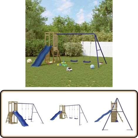 Spielturm Imprägniertes Kiefernholz - Holzspielplatz - Kindermöbel - Gartenspielgeräte - Spielturm - Schaukelset