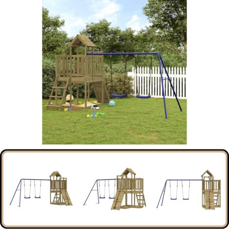 Spielturm Imprägniertes Kiefernholz - Holzspielplatz - Kindermöbel - Outdoorspielgeräte - Spielturm - Kletterwand