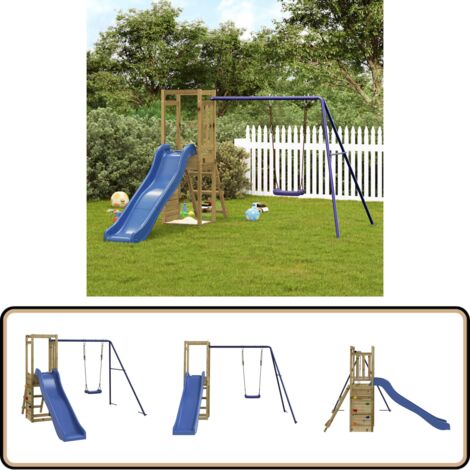 Spielturm Imprägniertes Kiefernholz - Holzspielplatz - Kindermöbel - Outdoorspielgeräte - Spielturm - Schaukelset
