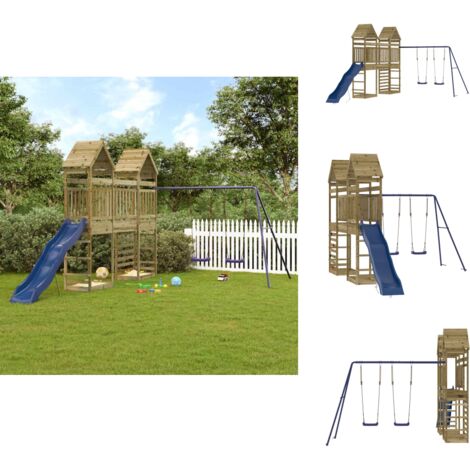 Spielturm Imprägniertes Kiefernholz - Holzspielplatz - Kindermöbel - Spielgeräte - Gartenspielplatz - Spielturm