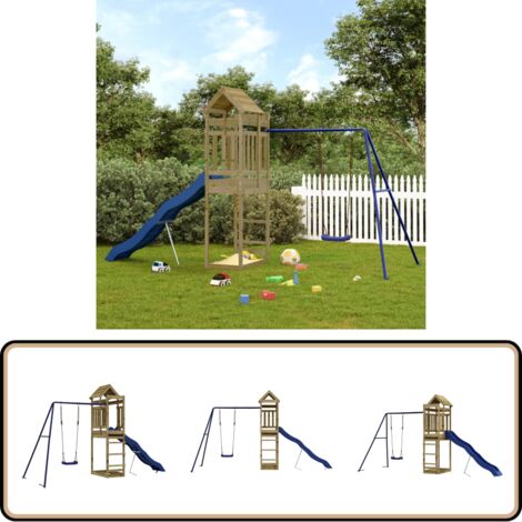 Spielturm Imprägniertes Kiefernholz - Holzspielplatz - Spielturm - Kiefernholzspeilplatz - Gartenspielplatz - Kindermöbel