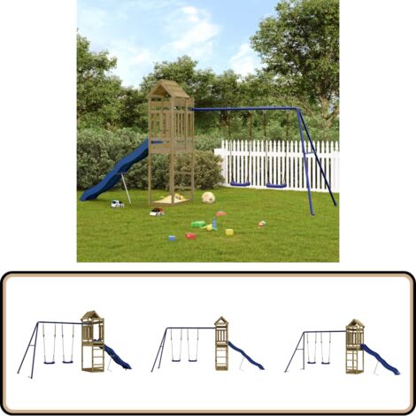 Spielturm Imprägniertes Kiefernholz - Holzspielplatz - Spielturm - Kiefernholzspeilplatz - Gartenspielplatz - Kindgerechtes Spielset