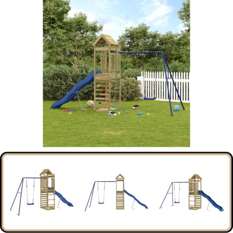 Spielturm Imprägniertes Kiefernholz - Holzspielplatz - Spielturm - Klettergerüst - Kiefernholzspeilplatz - Freispielgeräte