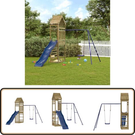 Spielturm Imprägniertes Kiefernholz - Holzspielplatz - Spielturm - Klettergerüst - Kindermöbel - Gartenspielgeräte