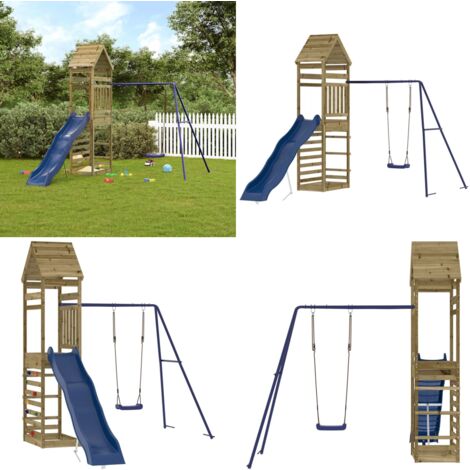 Spielturm Imprägniertes Kiefernholz - Holzspielplatz - Spielturm - Klettergerüst - Kindermöbel - Gartenspielgeräte - Home & Living