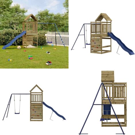 Spielturm Imprägniertes Kiefernholz - Holzspielplatz - Spielturm - Klettergerüst - Kindermöbel - Gartenspielgeräte - Home & Living