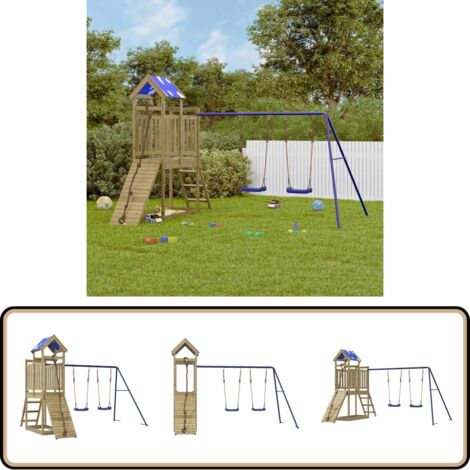 Spielturm Imprägniertes Kiefernholz - Holzspielturm - Kiefernholz - Spielgeräte Für Draußen - Gartenmöbel - Kindgerechtes Spielzeug