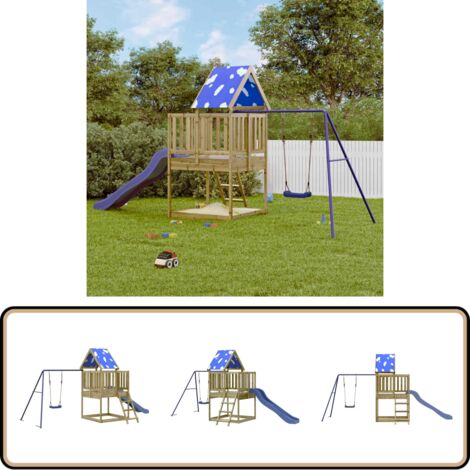Spielturm Imprägniertes Kiefernholz - Holzspielturm - Kiesernholzspeilturm - Spielgeräte Für Garten - Freispiel - Kindgerechtes Spielzeug