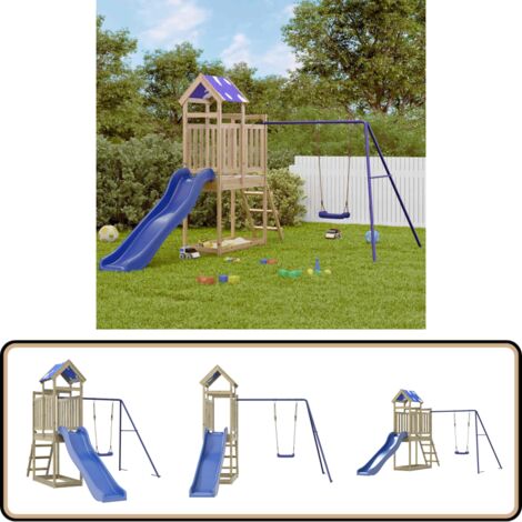 Spielturm Imprägniertes Kiefernholz - Holzspielturm - Kinderklettermöglichkeiten - Freiluftsspielgeräte - Spielturm Mit Rutsche - Holzspeielturm