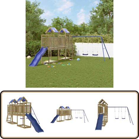 Spielturm Imprägniertes Kiefernholz - Holzspielturm - Kindermöbel - Spielgeräte - Gartenspiele - Freiluft-Spielplatz