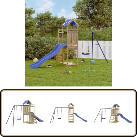 Spielturm Imprägniertes Kiefernholz - Holzspielturm - Kindermöbel - Spielgeräte - Gartenspiele - Freiluftsspiel