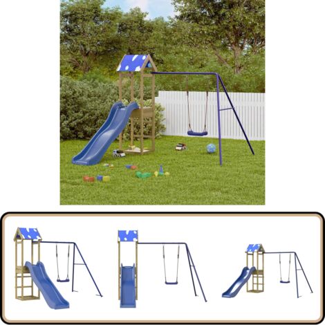 Spielturm Imprägniertes Kiefernholz - Holzspielturm - Kletterturm - Spielgeräte Für Kinder - Gartenmöbel - Spielhäuser