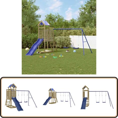 Spielturm Imprägniertes Kiefernholz - Holzspielturm - Kletterturm - Spielgeräte Für Kinder - Gartenmöbel - Spielplatz
