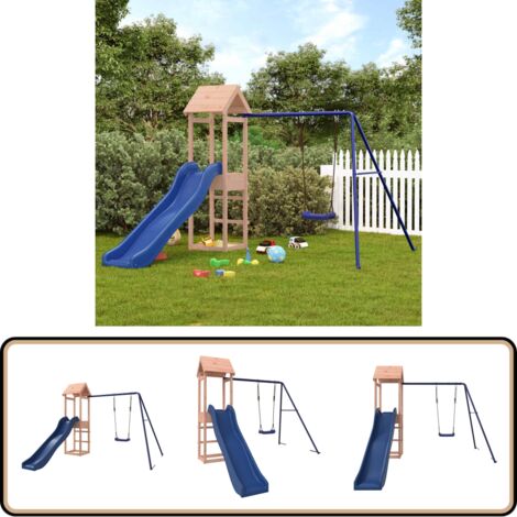 Spielturm Massivholz Douglasie - Holzspielplatz - Kinderspielgeräte - Spielturm - Rutsche - Schaukelset