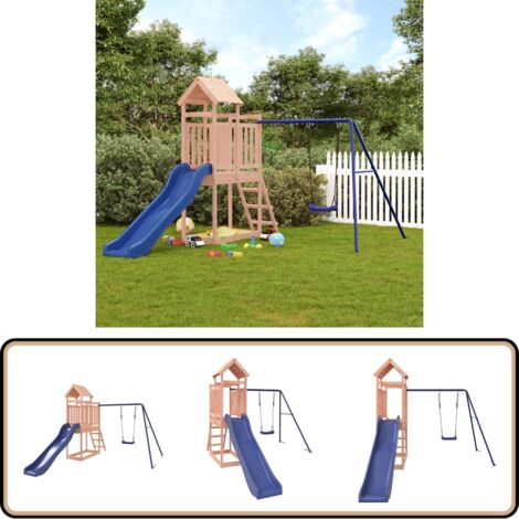 Spielturm Massivholz Douglasie - Holzspielplatz - Kinderspielplatz - Spielturm - Rutsche - Schaukelset