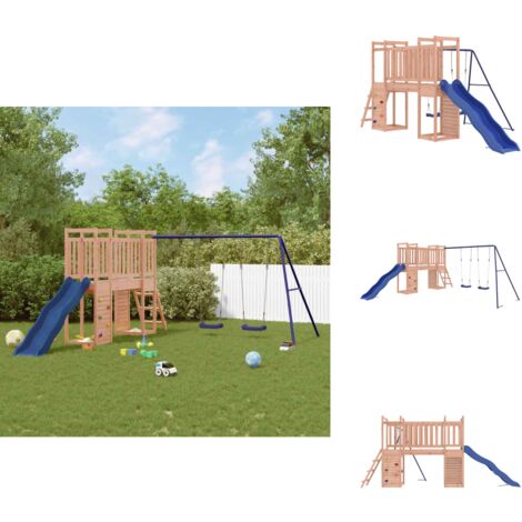 Spielturm Massivholz Douglasie - Holzspielplatz - Outdoor Spielgeräte - Spielturm - Doppel Schaukel - Wellenrutsche