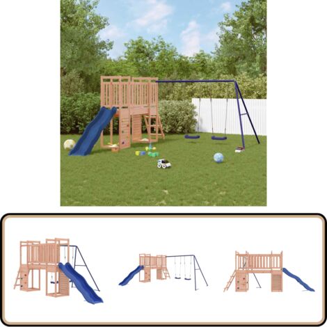 Spielturm Massivholz Douglasie - Holzspielplatz - Outdoor Spielgeräte - Spielturm - Doppel Schaukel - Wellenrutsche