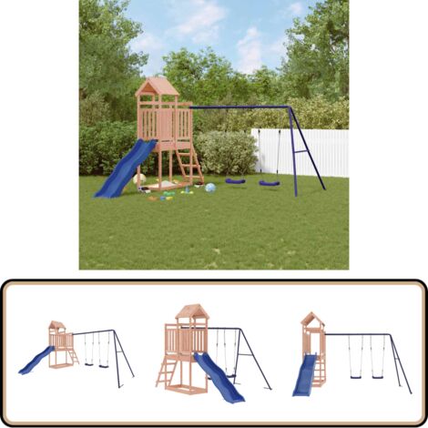 Spielturm Massivholz Douglasie - Holzspielplatz - Outdoor-Spielgeräte - Spielturm - Rutsche - Schaukelset