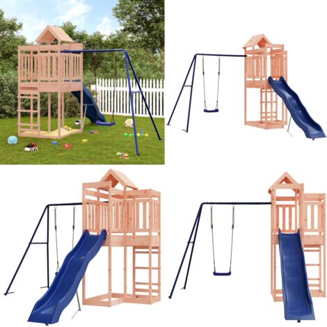 Spielturm Massivholz Douglasie - Holzspielplatz - Spielturm - Kinderspielgeräte - Gartenmöbel - Doppelwellenrutsche - Home & Living