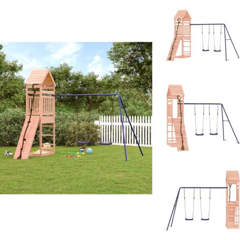 Spielturm Massivholz Douglasie - Holzspielplatz - Spielturm - Kletterturm - Doppel-Schaukelset - Douglasie