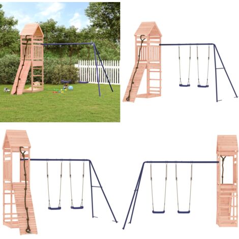 Spielturm Massivholz Douglasie - Holzspielplatz - Spielturm - Kletterturm - Doppel-Schaukelset - Douglasie - Home & Living