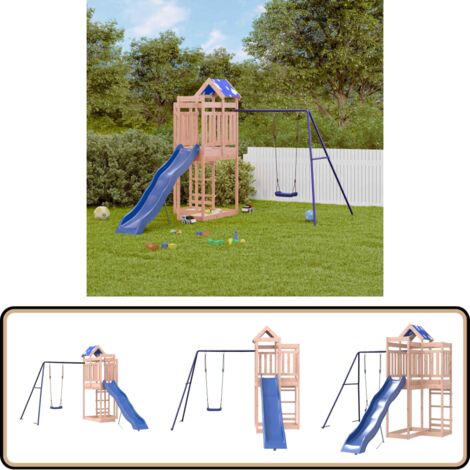 Spielturm Massivholz Douglasie - Holzspielplatz - Spielturm - Kletterturm - Doppelrutsche - Schaukelset