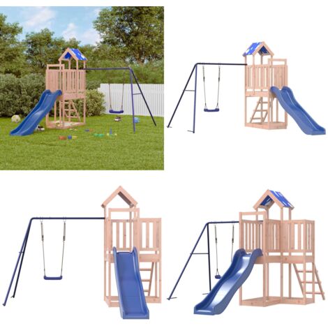 Spielturm Massivholz Douglasie - Holzspielturm - Kinderspielgeräte - Spielturm Mit Rutsche - Freiluftsspielplatz - Gartenmöbel - Home & Living
