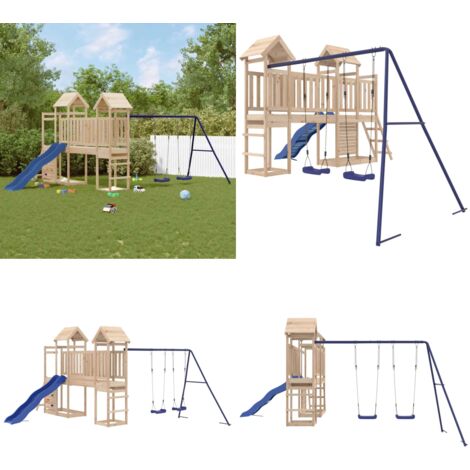 Spielturm Massivholz Kiefer - Holzspielplatz - Gartenspielplatz - Spielturm - Rutsche - Schaukelset - Home & Living